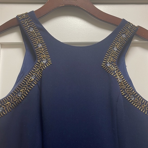 Lily Pulitzer Navy Gold Beaded Cocktail Dress Size 0 - Picture 2 of 3